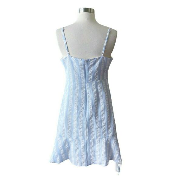 CUPCAKES CASHMERE Corsiva Mini Flounce Dress Striped Spaghetti-Strap Blue 8 NWT - Picture 2 of 8